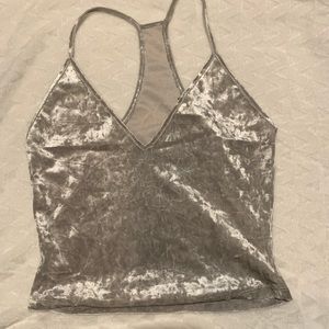 Razor back velvet top